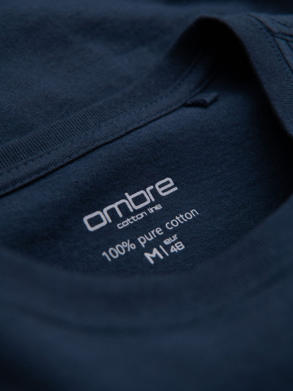 Ombre Clothing Pánske klasické bavlnené tričko BASIC - tmavo modré