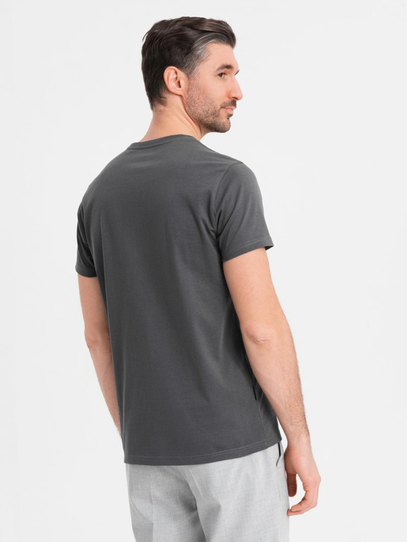 Ombre Clothing Pánske klasické bavlnené tričko BASIC - šedé