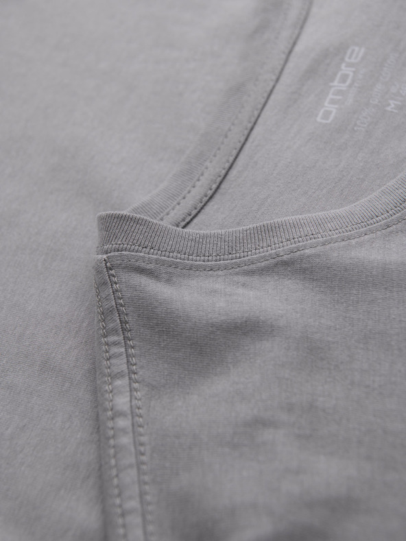 Ombre Clothing Pánske klasické bavlnené tričko BASIC - šedé