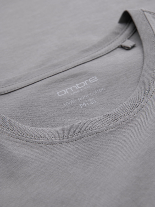Ombre Clothing Pánske klasické bavlnené tričko BASIC - šedé