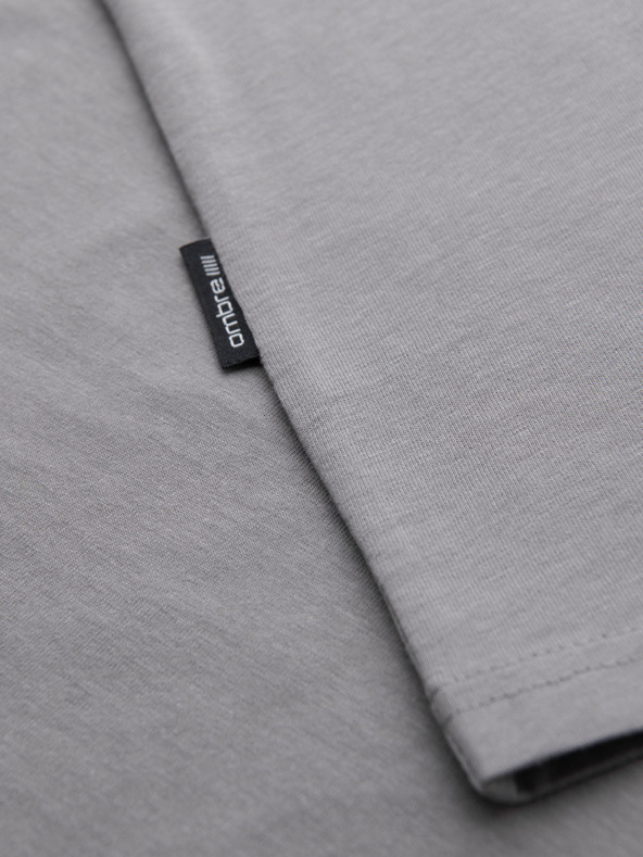 Ombre Clothing Pánske klasické bavlnené tričko BASIC - šedé