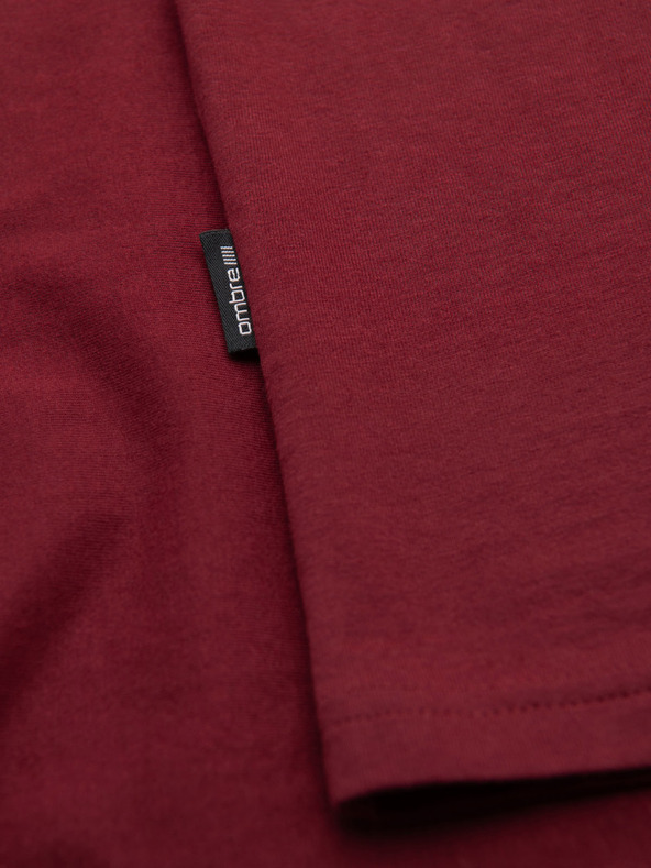 Ombre Clothing Pánske klasické bavlnené tričko BASIC - bordó