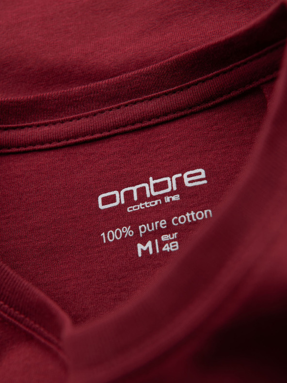 Ombre Clothing Pánske klasické bavlnené tričko BASIC - bordó