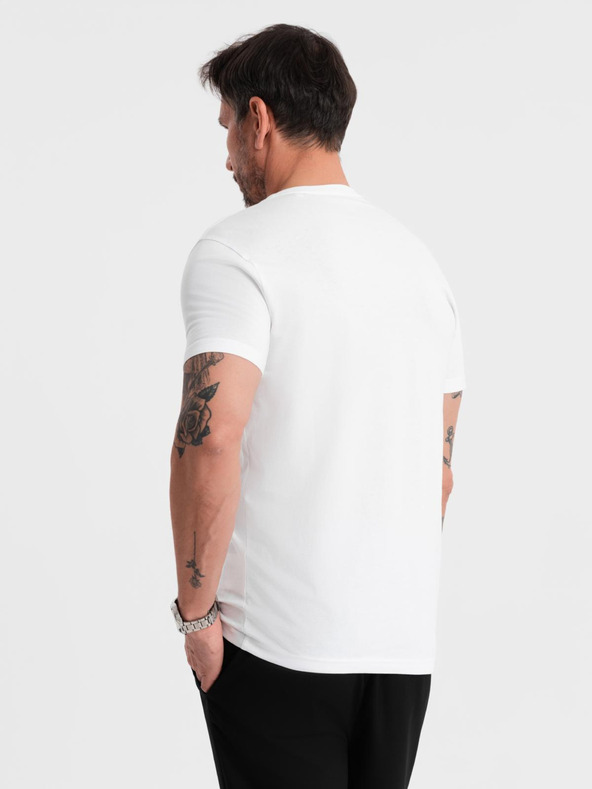 Ombre Clothing Pánske klasické bavlnené tričko BASIC - biele