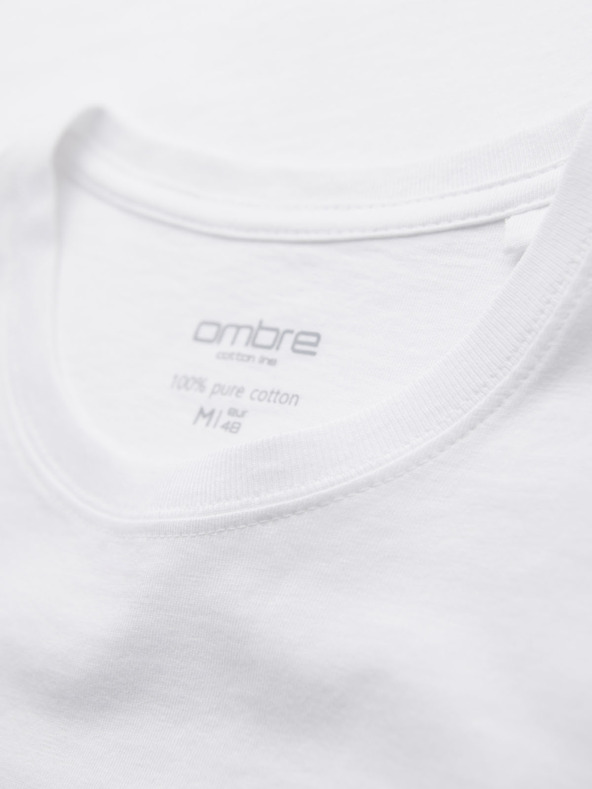 Ombre Clothing Pánske klasické bavlnené tričko BASIC - biele
