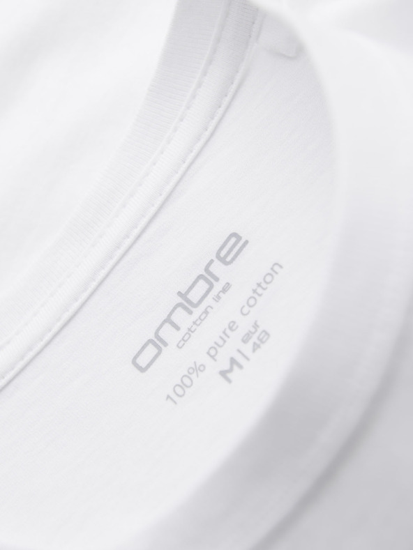 Ombre Clothing Pánske klasické bavlnené tričko BASIC - biele