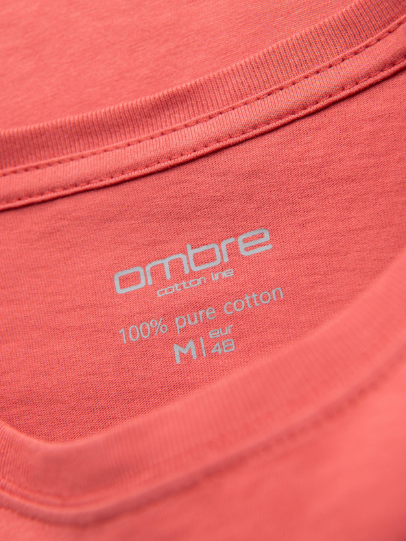 Ombre Clothing Pánske klasické bavlnené tričko BASIC - korálové
