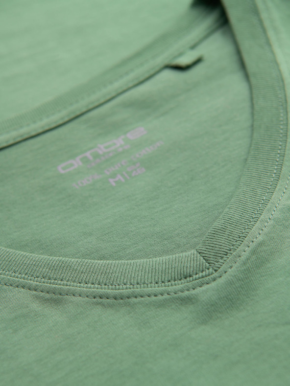 Ombre Clothing Bavlnené klasické pánske tričko BASIC so výstrihom do V - zelené