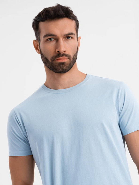 Ombre Clothing Pánske klasické bavlnené tričko BASIC - svetlo modré