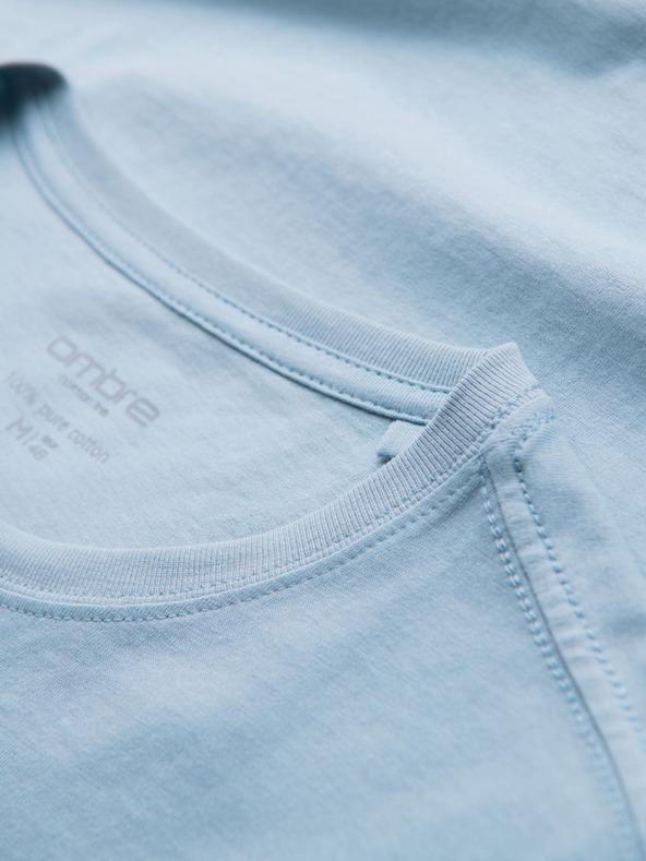 Ombre Clothing Pánske klasické bavlnené tričko BASIC - svetlo modré