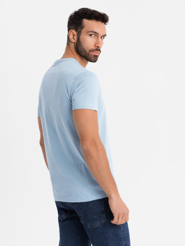 Ombre Clothing Pánske klasické bavlnené tričko BASIC - svetlo modré