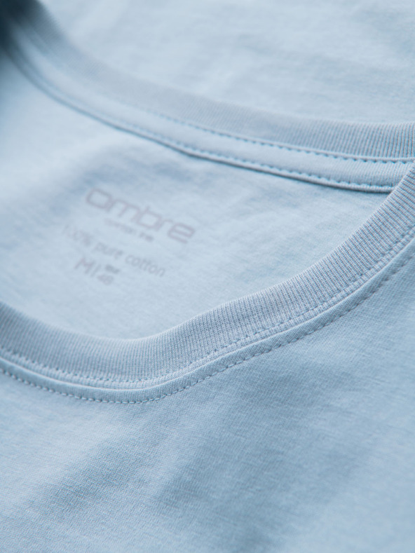 Ombre Clothing Pánske klasické bavlnené tričko BASIC - svetlo modré
