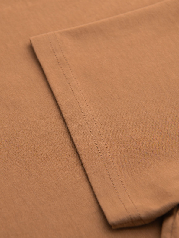 Ombre Clothing BASIC pánske klasické bavlnené tričko - hnedé
