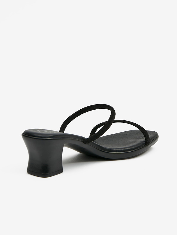 Ojju Čierne dámske kožené papuče na podpätku OJJU