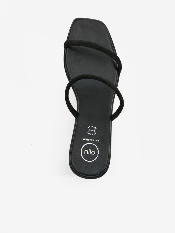 Ojju Čierne dámske kožené papuče na podpätku OJJU