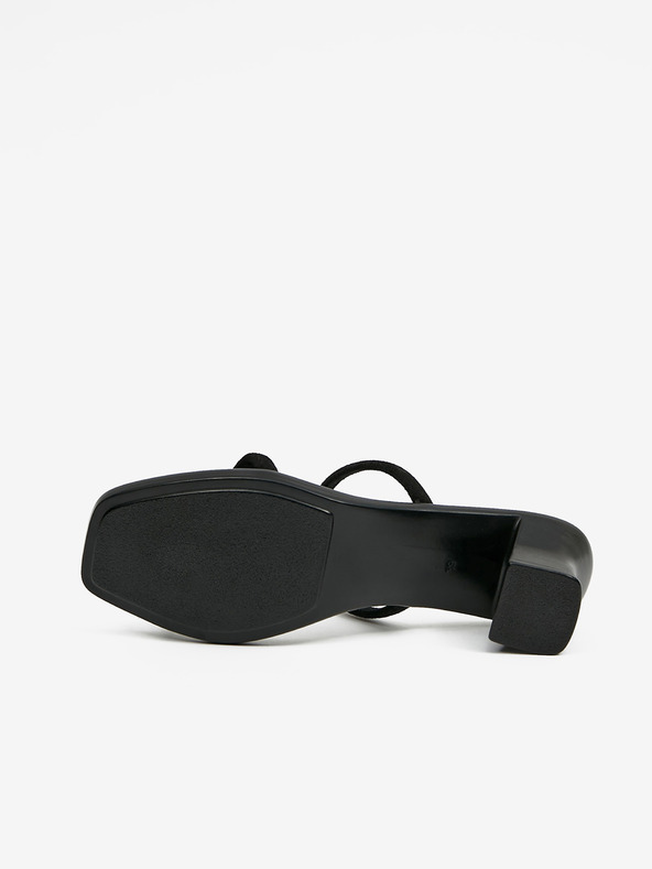 Ojju Čierne dámske kožené papuče na podpätku OJJU