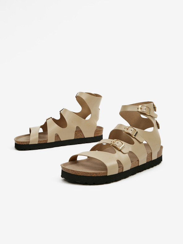 Ojju Béžové dámske členkové sandále OJJU