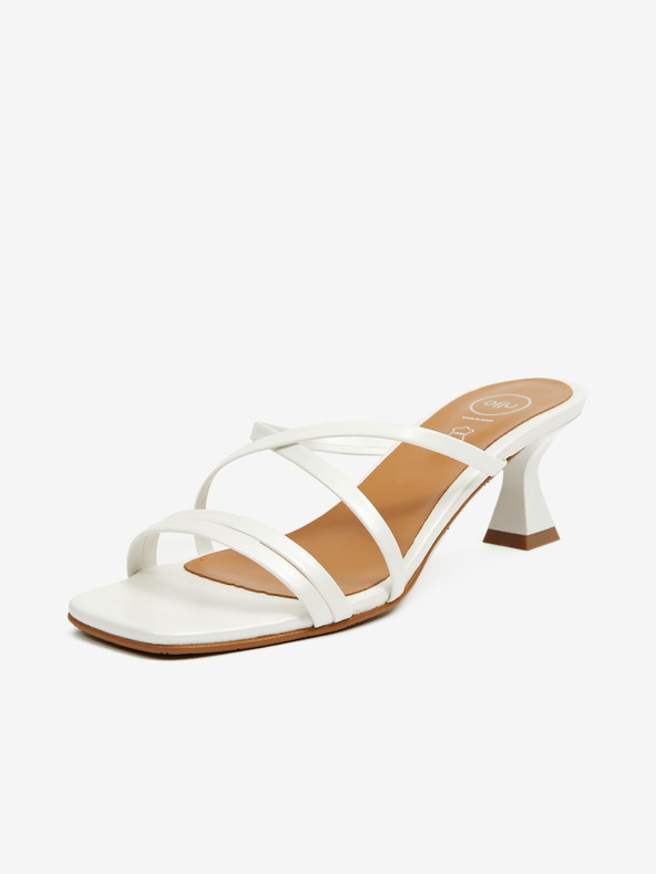 Ojju Biele dámske papuče na podpätku OJJU