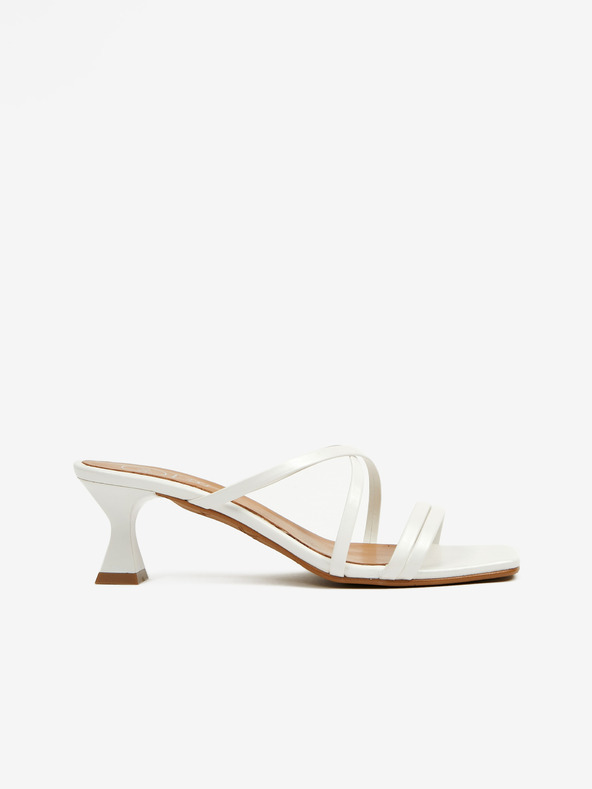 Ojju Biele dámske papuče na podpätku OJJU