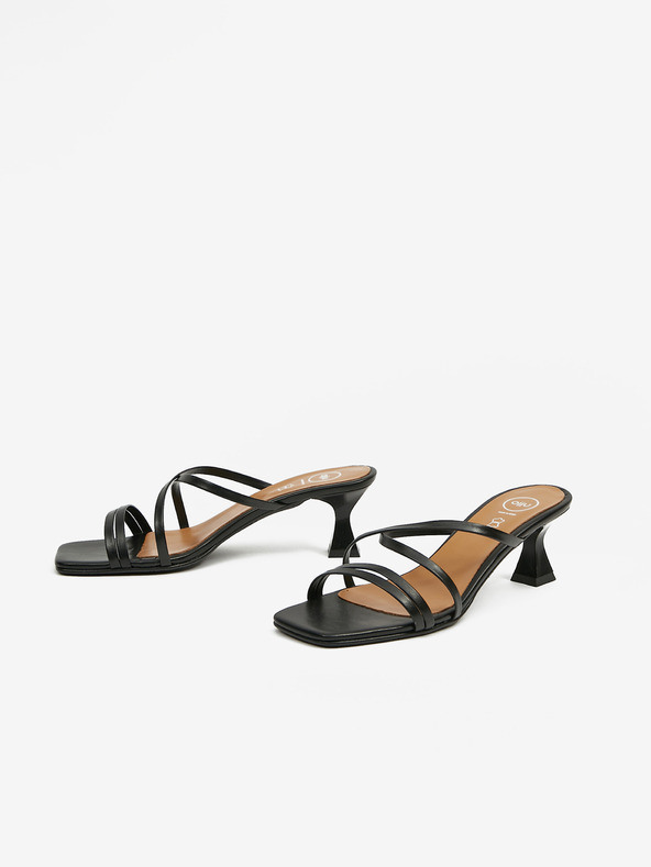 Ojju Čierne dámske papuče na podpätku OJJU