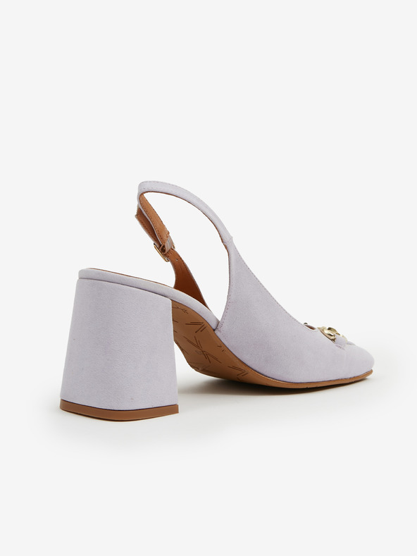 Ojju Svetlofialové dámske semišové sandále na podpätku OJJU