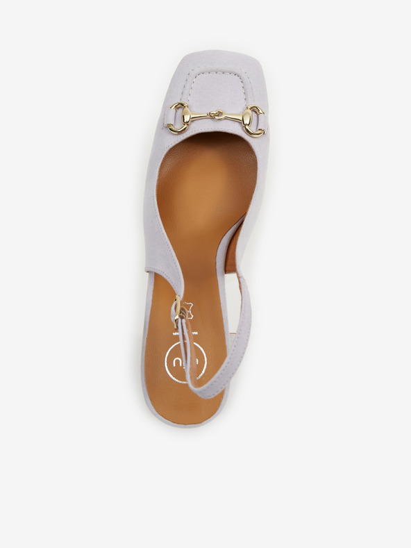 Ojju Svetlofialové dámske semišové sandále na podpätku OJJU