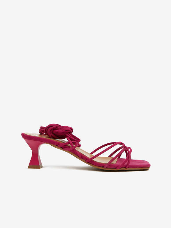 Ojju Tmavo ružové dámske semišové sandále na podpätku OJJU