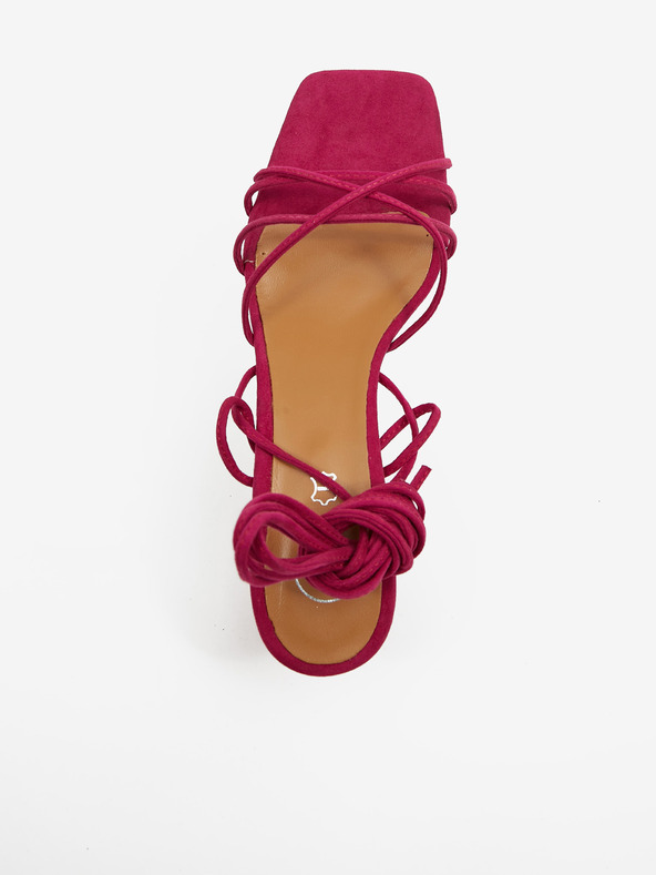 Ojju Tmavo ružové dámske semišové sandále na podpätku OJJU