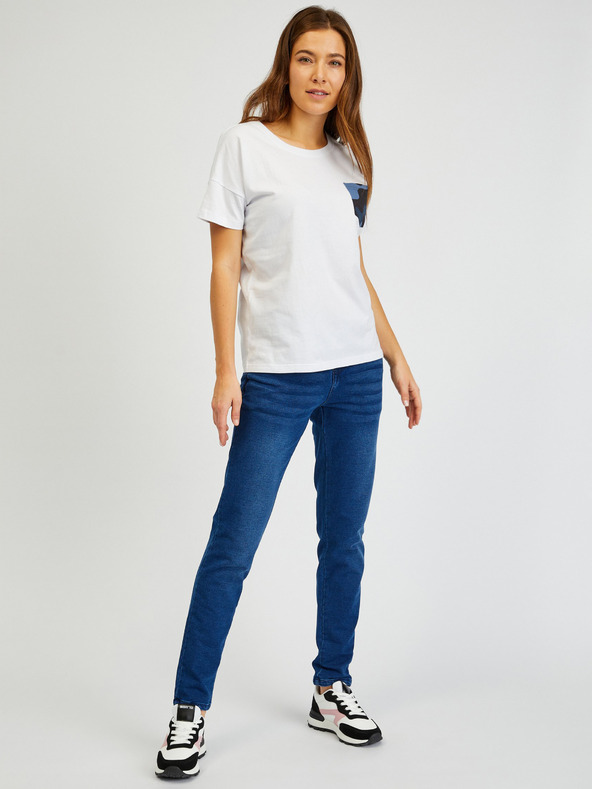 Sam 73 Biele dámske tričko s vreckom SAM 73 Marie