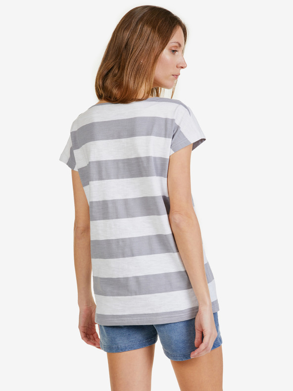 Sam 73 Bielo-sivé dámske pruhované tričko SAM 73 Elspeth