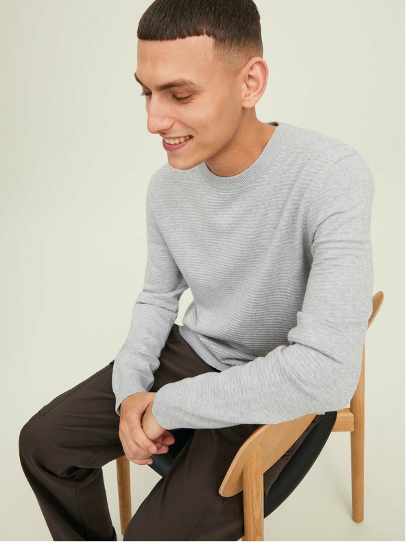 Jack & Jones Jack & Jones Otto svetlosivý rebrovaný základný sveter