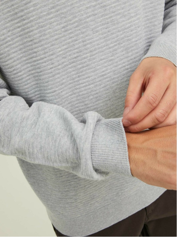 Jack & Jones Jack & Jones Otto svetlosivý rebrovaný základný sveter