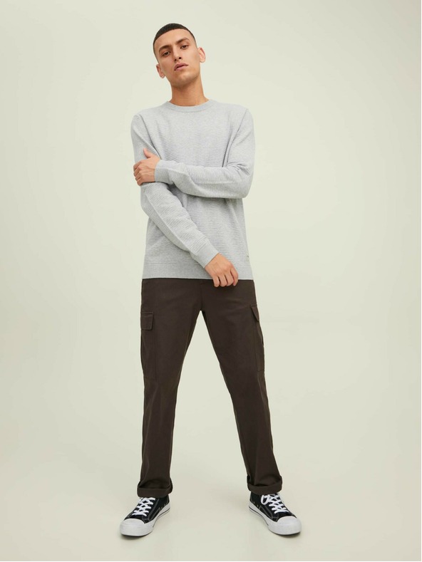 Jack & Jones Jack & Jones Otto svetlosivý rebrovaný základný sveter