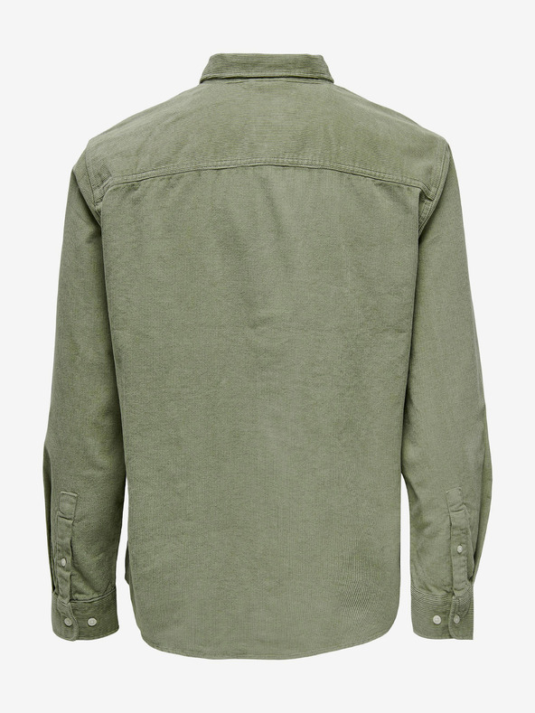 ONLY & SONS Zelená pánska manšestrová vrchná košeľa ONLY & SONS Alp