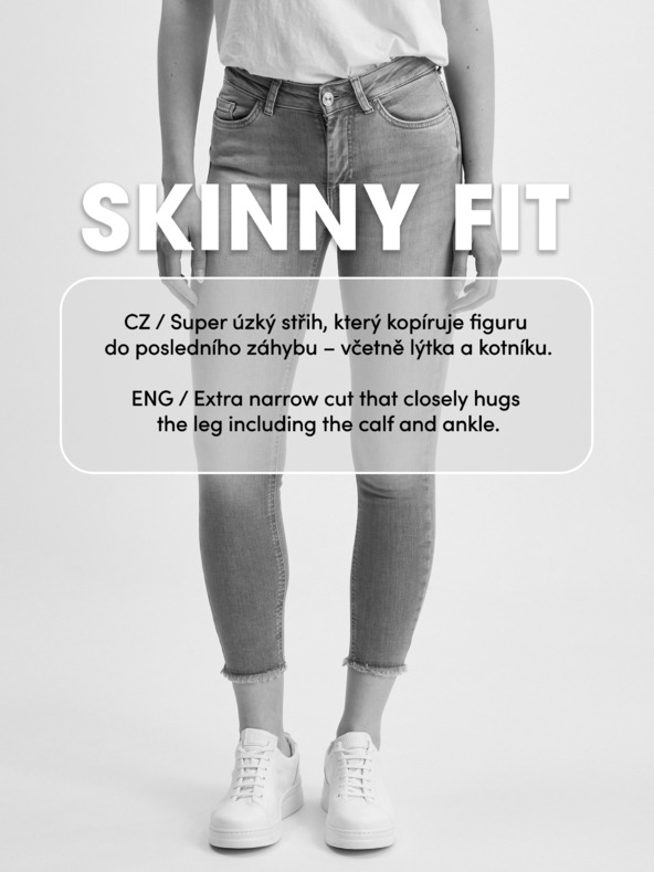 ONLY Šedé dámske džínsy skinny fit ONLY