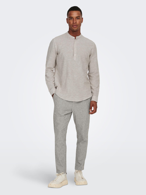 ONLY & SONS Svetlosivé pánske pruhované nohavice s plátnom ONLY & SONS Linus
