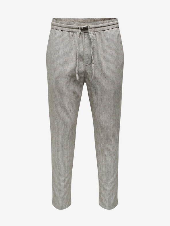 ONLY & SONS Svetlosivé pánske pruhované nohavice s plátnom ONLY & SONS Linus