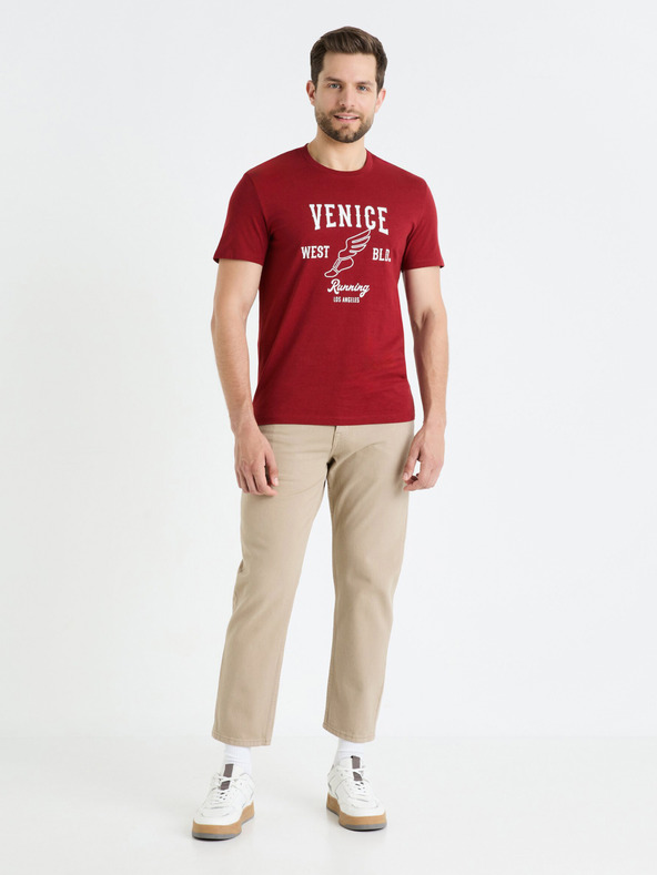 Celio Červené pánske tričko Celio Feklyn