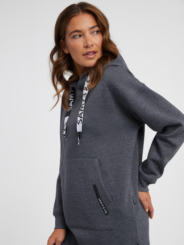 Sam 73 Tmavosivé dámske žíhané mikiny na zips SAM 73 Cresside