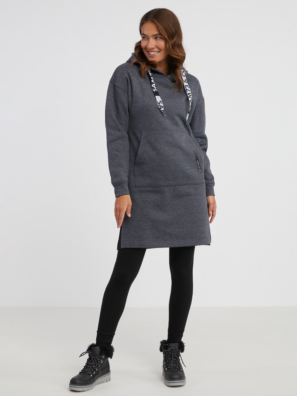 Sam 73 Tmavosivé dámske žíhané mikiny na zips SAM 73 Cresside