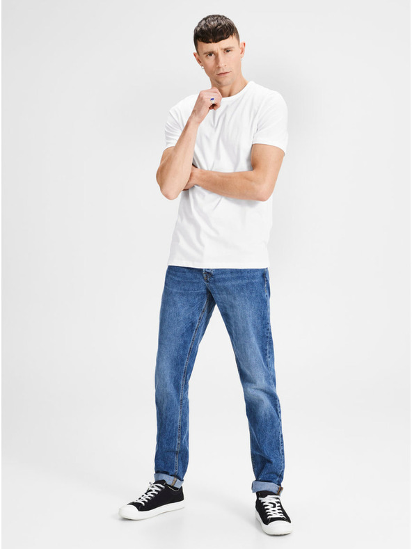 Jack & Jones Sada dvoch bielych pánskych tričiek Jack & Jones Basic s krátkym rukávom