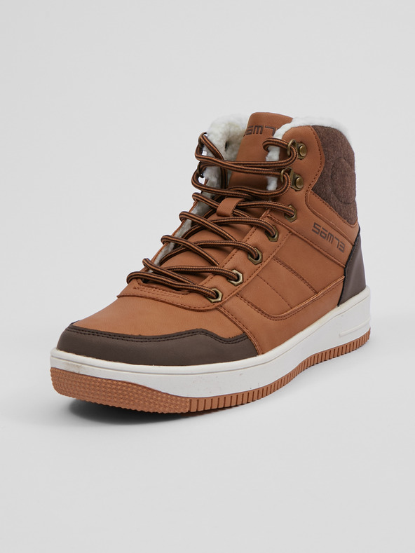 Sam 73 Hnedé pánske zimné členkové topánky SAM 73