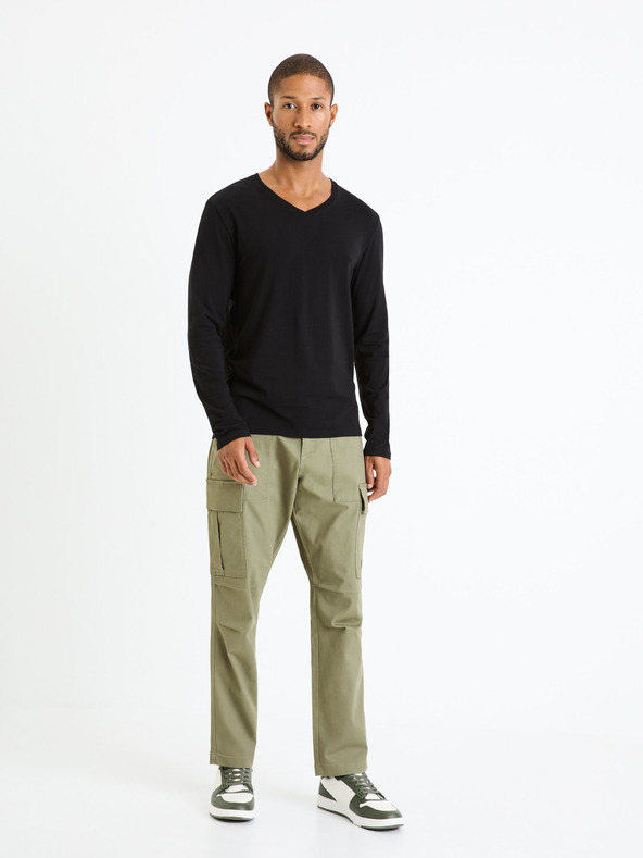 Celio Khaki pánske cargo nohavice Celio Fopierre