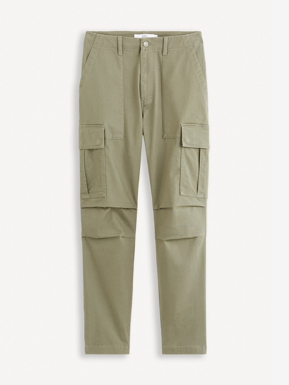 Celio Khaki pánske cargo nohavice Celio Fopierre