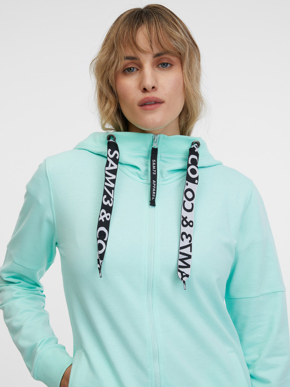 Sam 73 Tyrkysová dámska mikina na zips s kapucňou SAM 73 Lisa