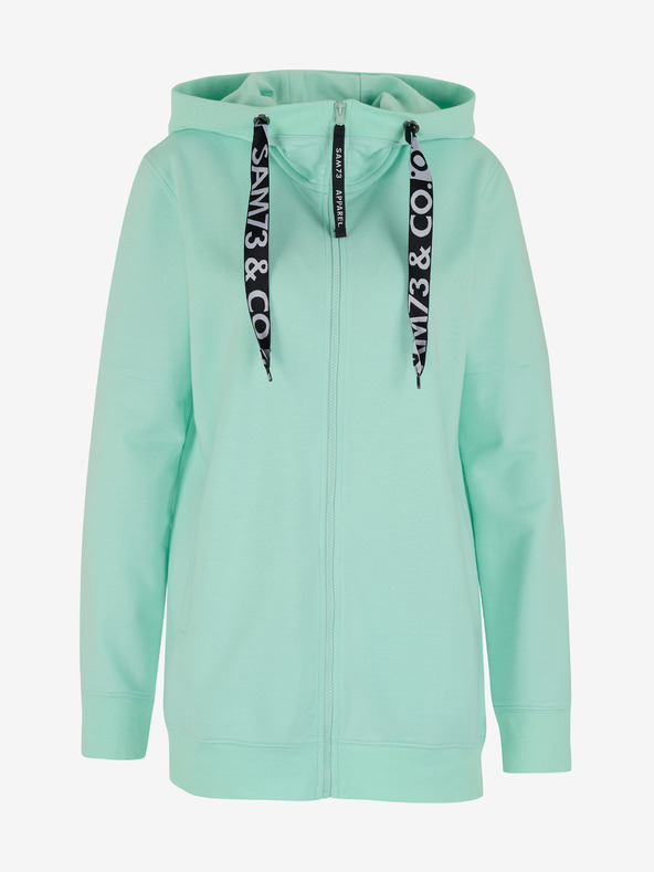 Sam 73 Tyrkysová dámska mikina na zips s kapucňou SAM 73 Lisa