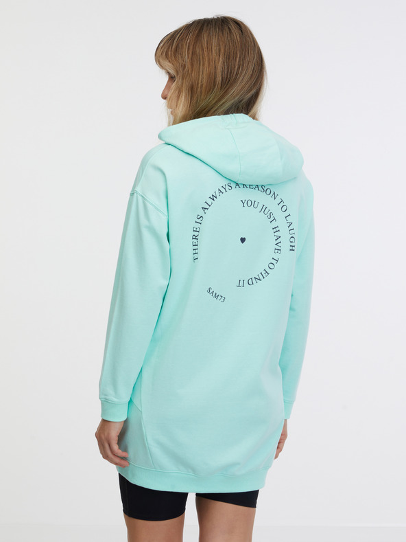 Sam 73 Tyrkysová dámska predĺžená mikina s kapucňou SAM 73 Lola