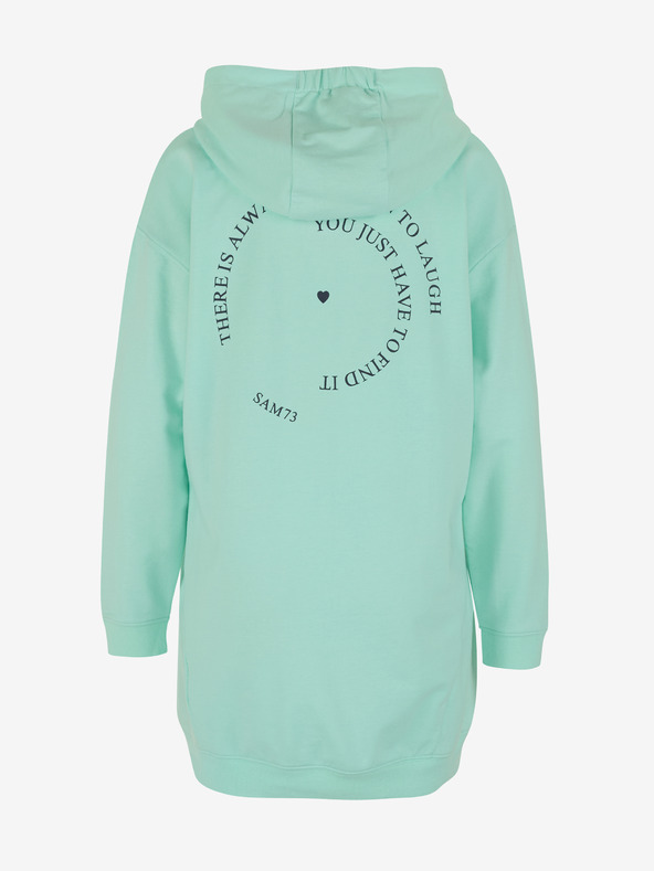 Sam 73 Tyrkysová dámska predĺžená mikina s kapucňou SAM 73 Lola