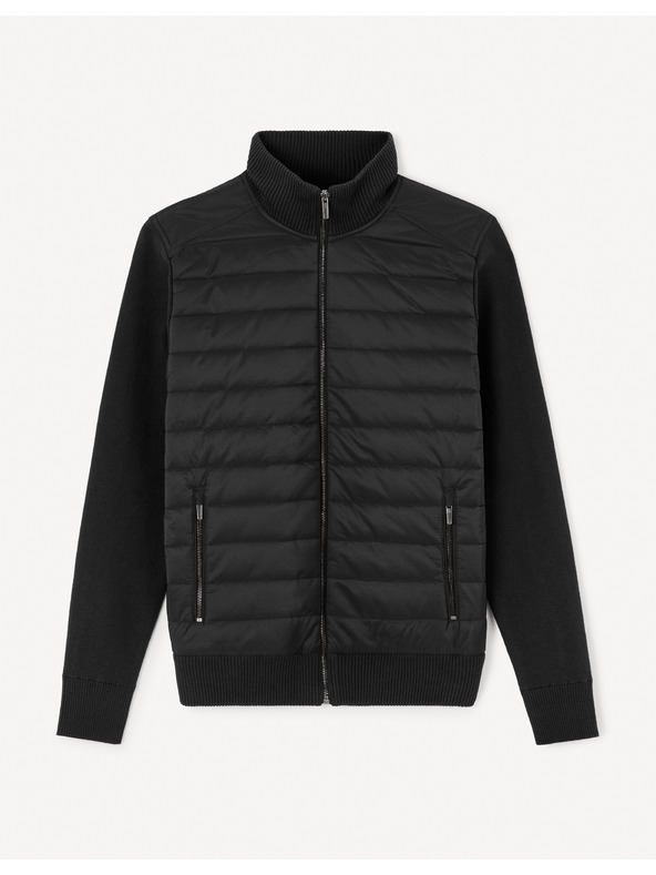 Celio Čierna pánska bunda s golierom Celio Jipychess