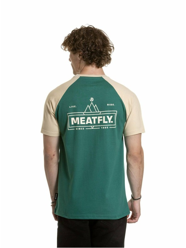 Meatfly Meatfly pánske tričko Ozzy Raglan Forest Green / Sand